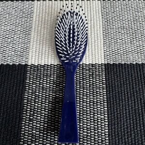 Vintage Estee Lauder Hair Brush Ball Tipped Small Travel Round Navy BLUE Plastic